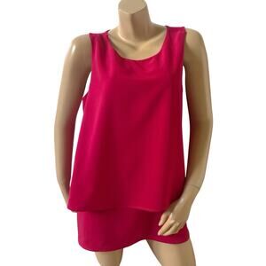DG2 Diane Gilman Red Layered Tank Top Womens Large Sleeveless Flowy Blouse